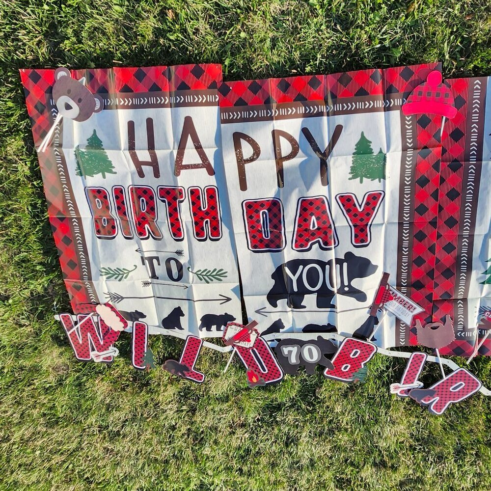LARGE WILD BIRTHDAY DECORATION LOT BANNER Photo Props ALL AGES Outdoors Canadian - Picture 7 of 16